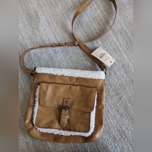 Crown Vintage Faux Leather Sherpa Crossbody Purse